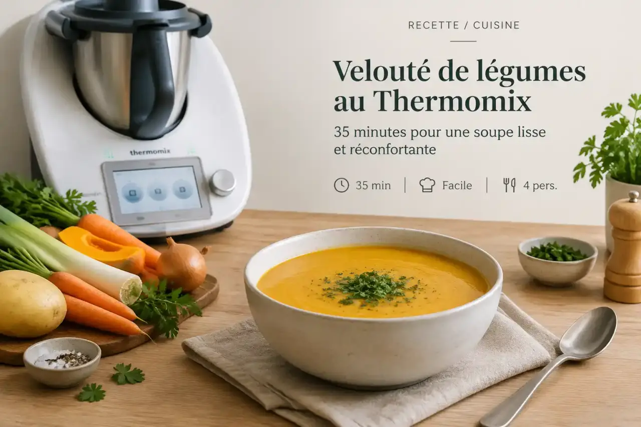 Velouté de légumes au Thermomix : 35 minutes pour une soupe lisse et réconfortante