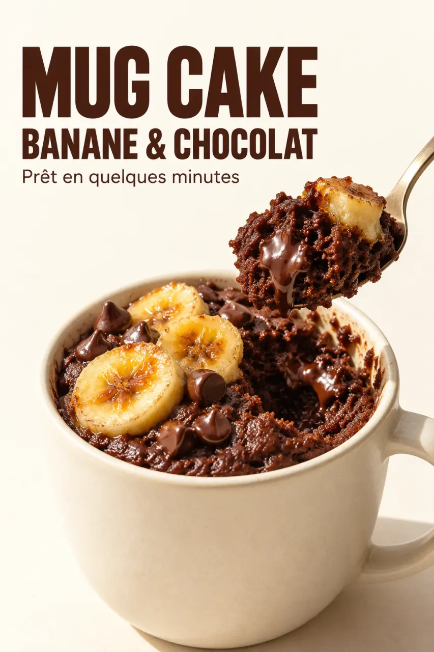 Recette mug cake banane chocolat moelleux dans un mug