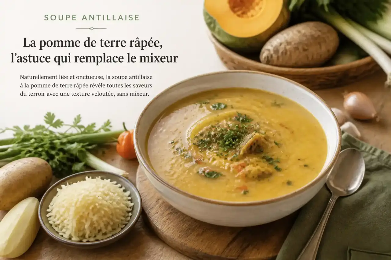 Soupe antillaise : la pomme de terre râpée, l'astuce qui remplace le mixeur