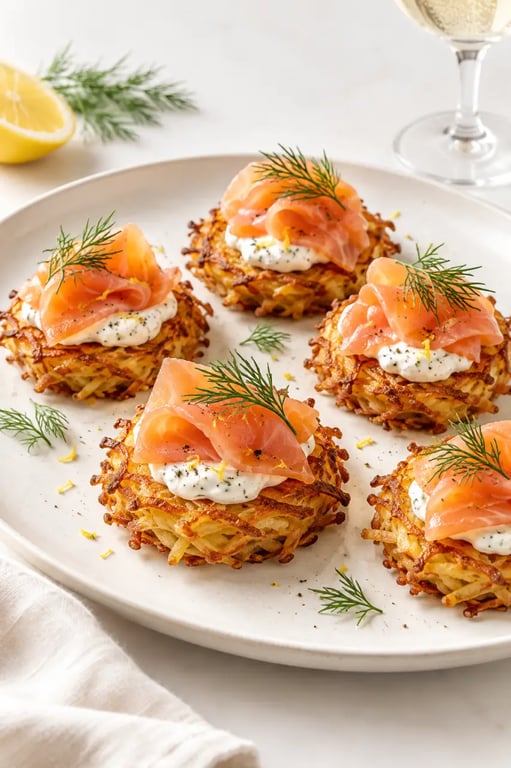Recettes entrées simples et originales : röstis de pomme de terre au saumon