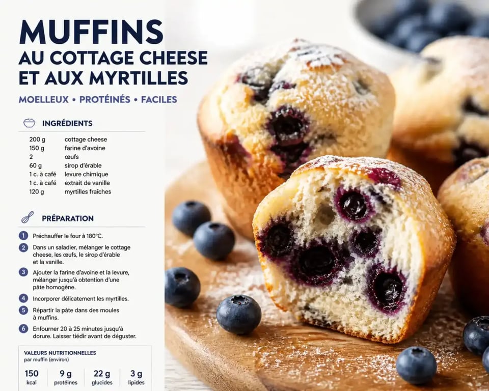 Muffins au cottage cheese et myrtilles moelleux
