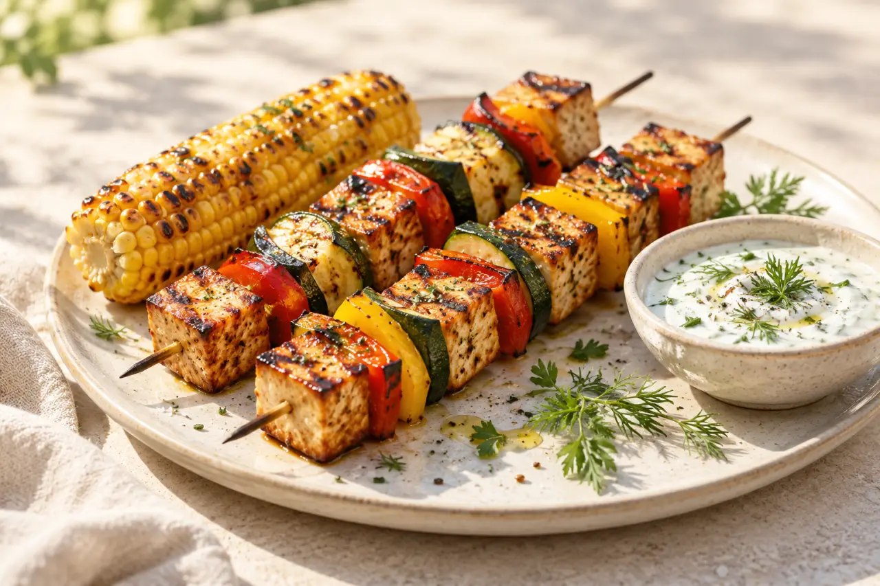 Recettes végétariennes été : brochettes de tofu et légumes au barbecue