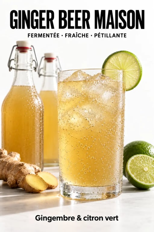Recette ginger beer maison pétillante au gingembre et au citron vert