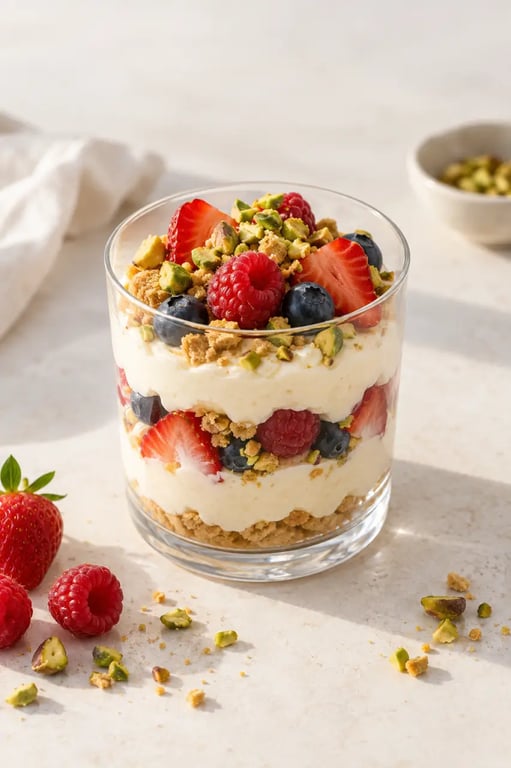 Recette ricotta dessert en verrine avec fruits rouges et biscuits