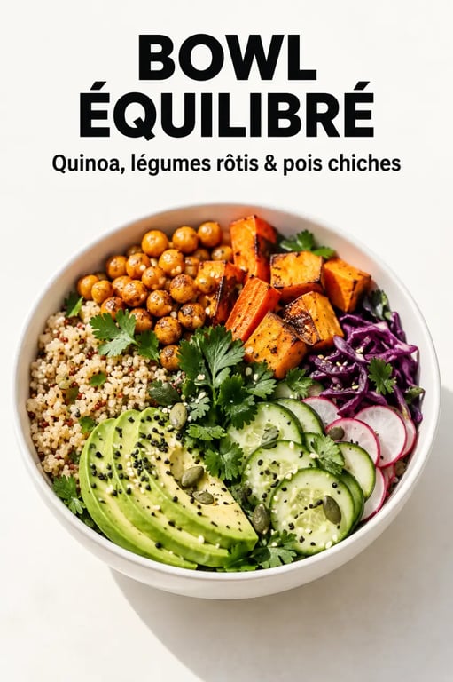 Recettes healthy faciles : bowl équilibré au quinoa, pois chiches et légumes
