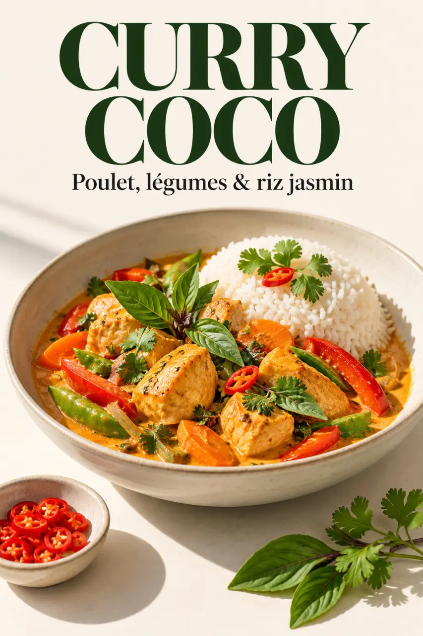 Idées recettes asiatiques avec un curry au lait de coco, poulet et légumes