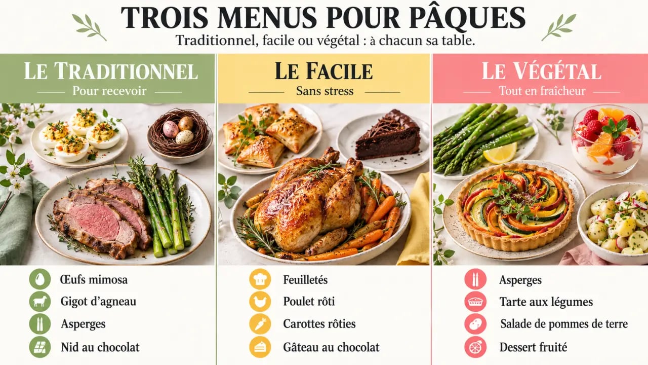 Idées repas de Pâques : trois menus traditionnel, facile et végétal