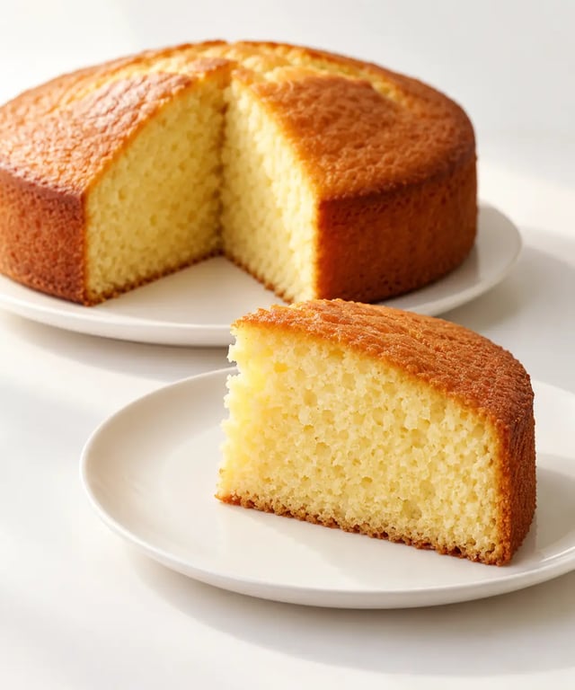 Recette de gateau natur moelleux doré présenté sur une assiette