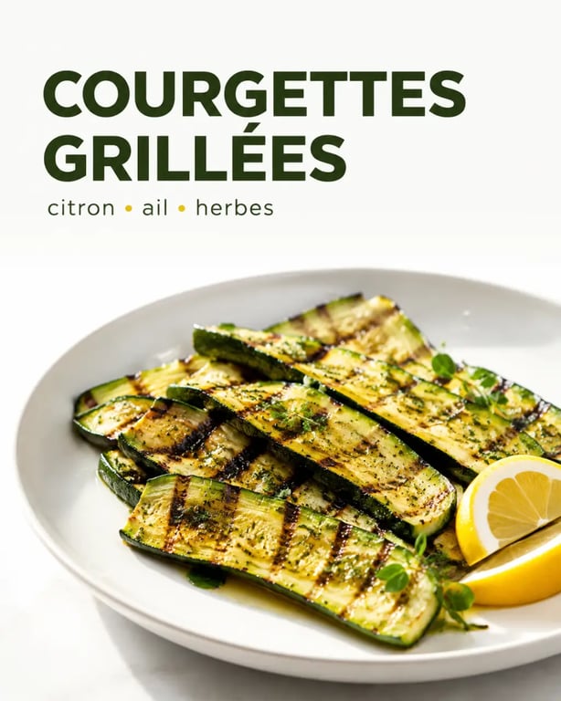 Marinade courgette barbecue avec courgettes grillées dorées et parfumées sur assiette