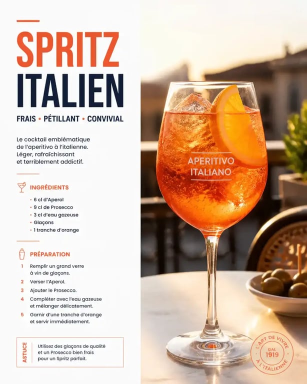 Cocktail Spritz pour apéro italienne